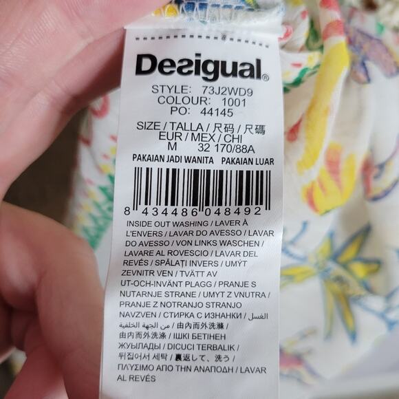 Desigual Crochet Sweater with Sheer Elephant Print Undershirt, size Medium - Picture 6 of 6